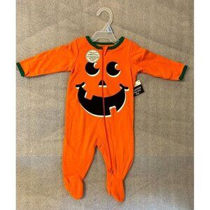 Celebrate One Piece Childrens 3 - 6 months Orange Jack-o-lantern Inverted Zipper